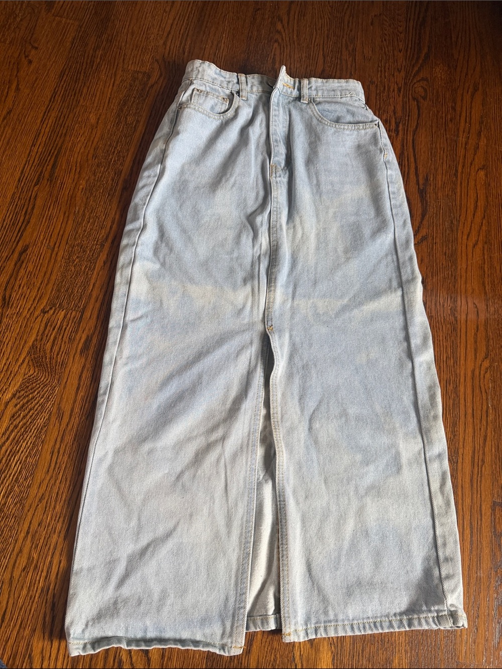 SHEIN Light Wash Denim Maxi Skirt - Pale Blue